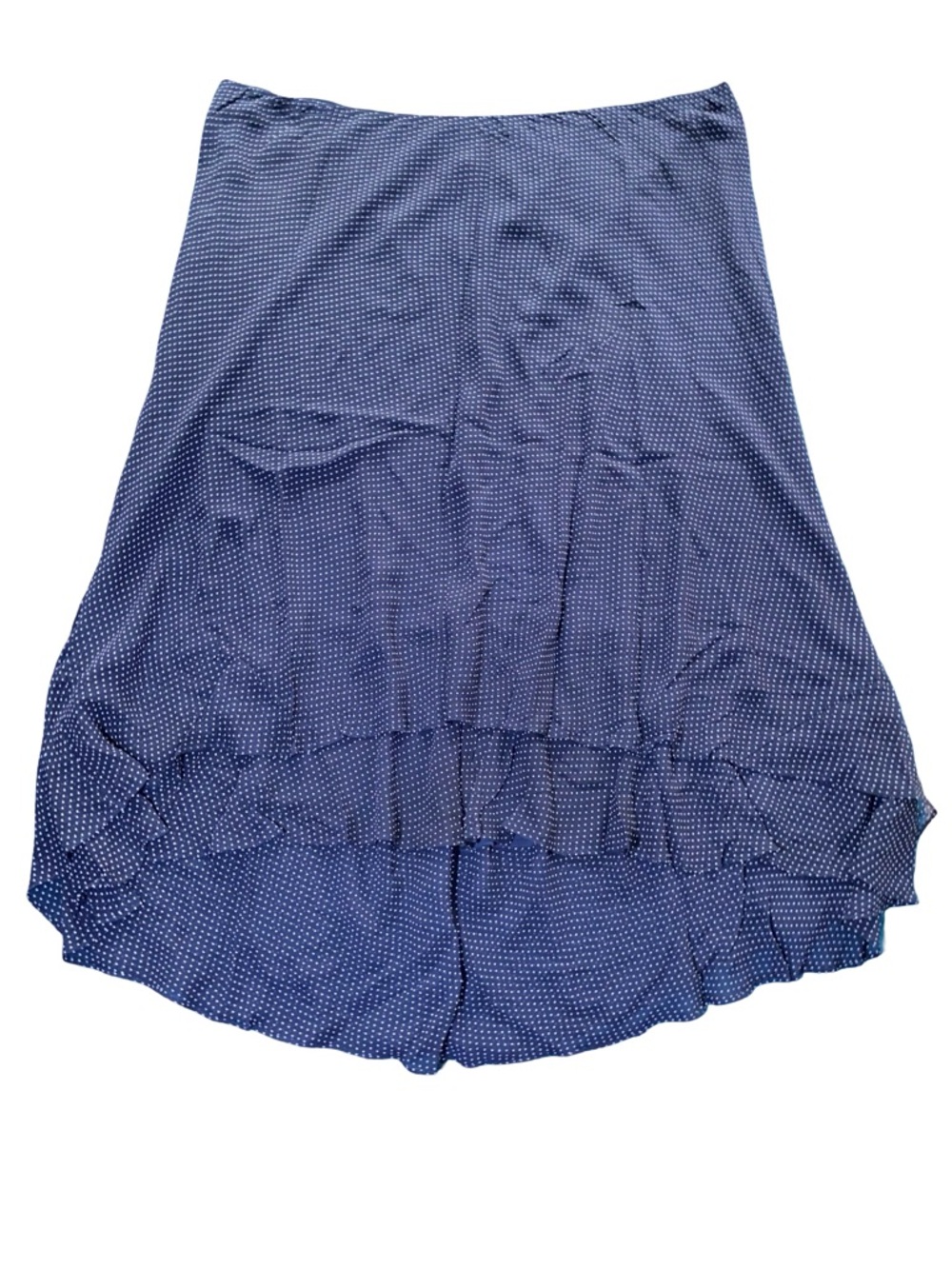 Lauren Ralph Lauren 100% Silk Polka Dot High-Low Midi Skirt - Navy/Cream - 20W - Picture 2 of 5